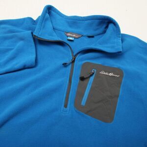 Eddie Bauer First Ascent Sweater Men Extra Large Blue Fleece Polartec 1/4 Zip